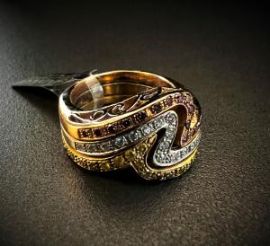 Anello  con  Diamanti  FANCY  rosa,  gialli  e  bianchi 